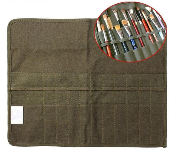 Roll Up Canvas Paint Brush Bag